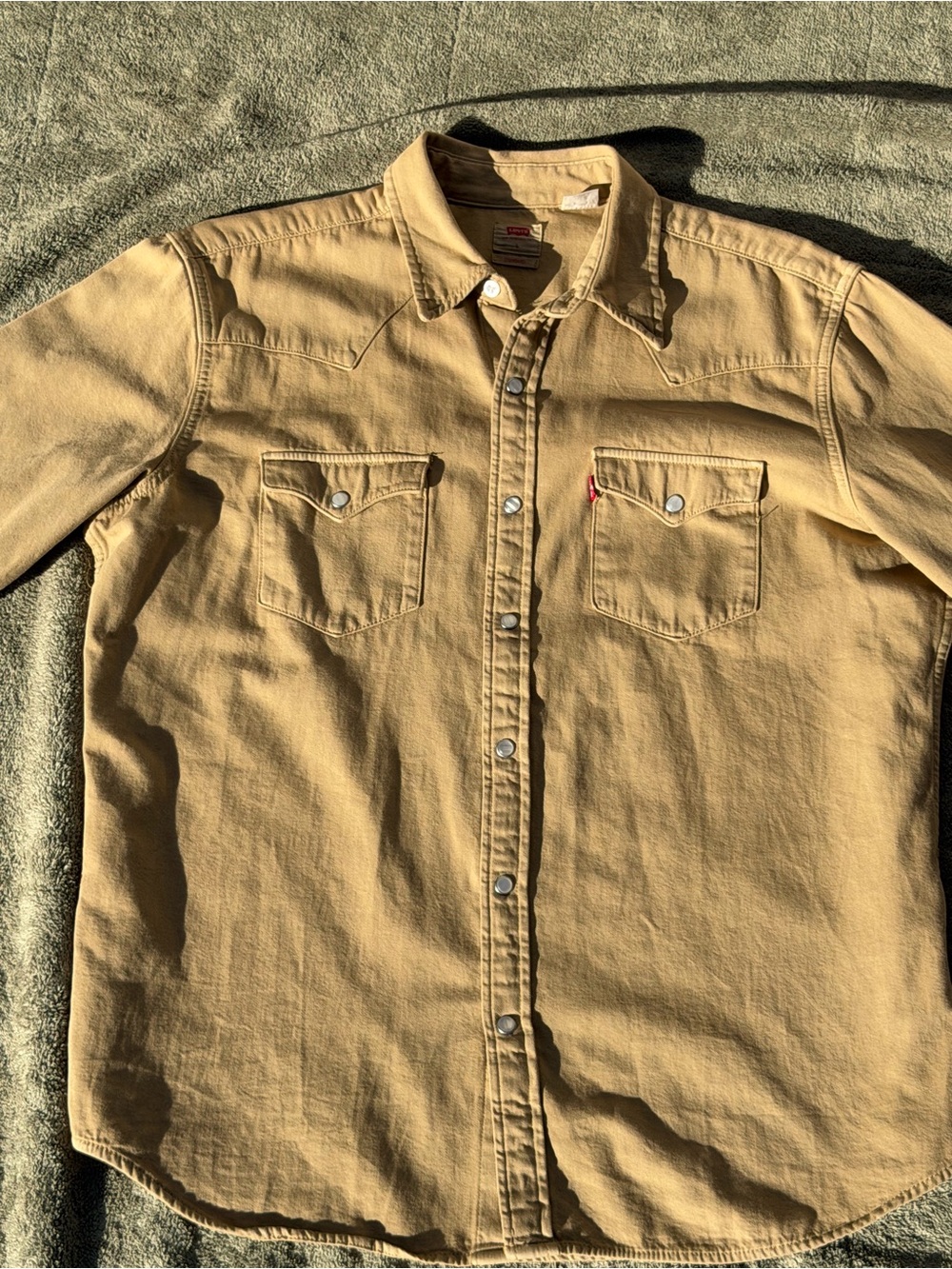 Levi's Premium Tan Western Denim Pearl Snap Shirt Large
